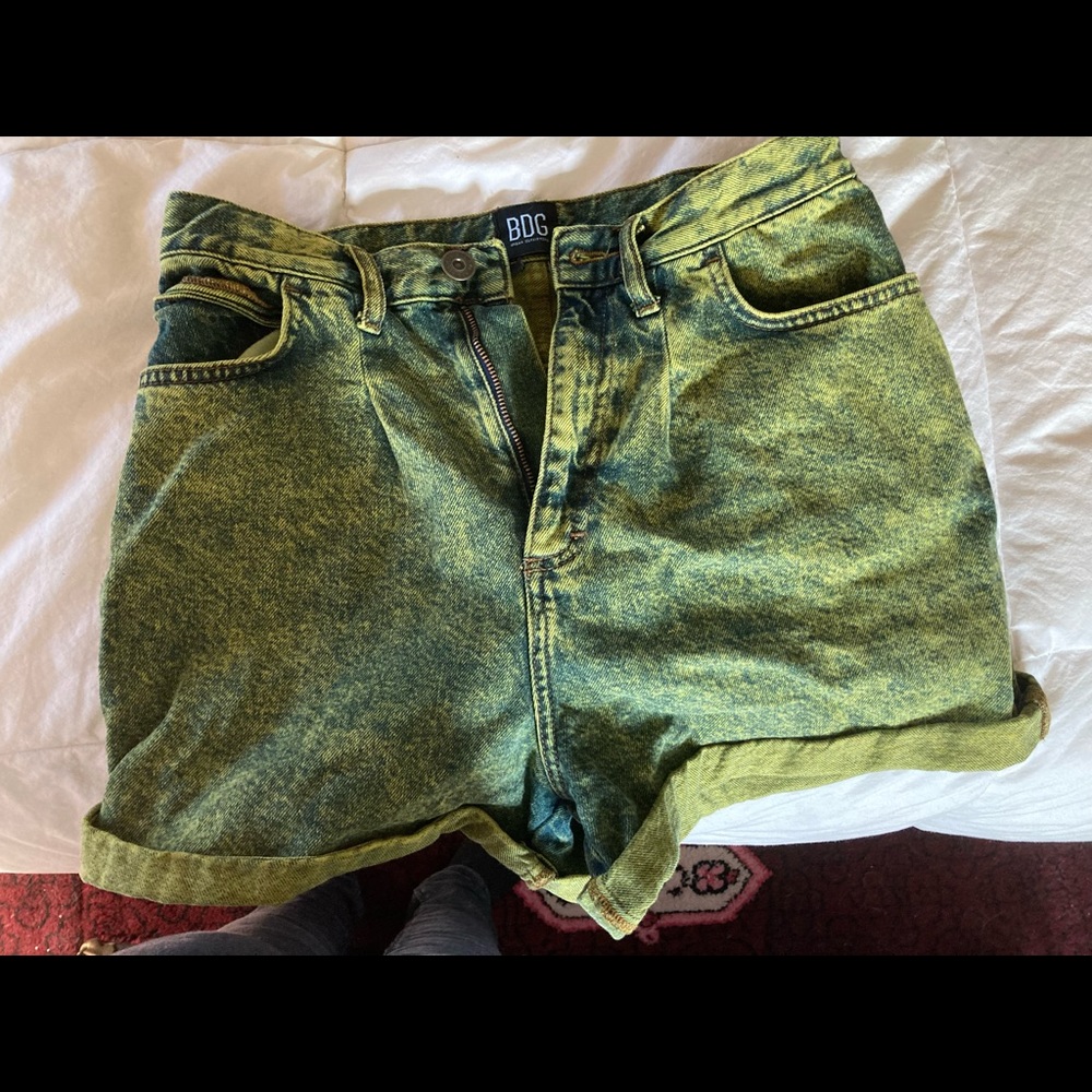 Green acid wash mom shorts BDG urban outfitters